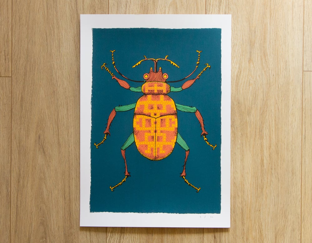 Image of 'Patterned Beetle' Screen Print