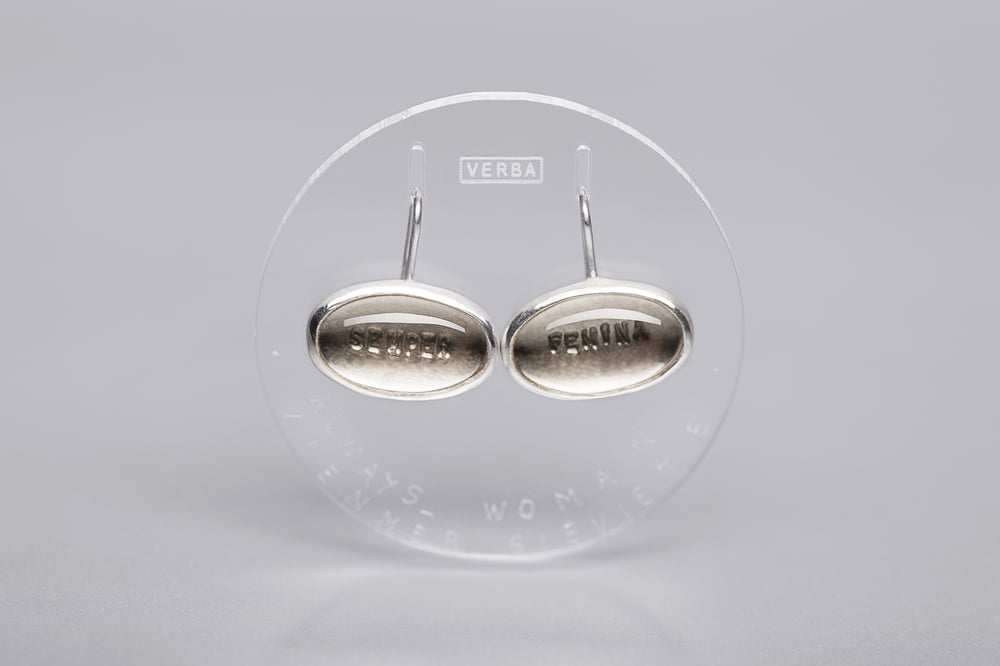 Image of "Always woman" silver earrings with rock crystals  · SEMPER FEMINA ·