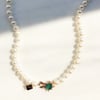 Art Deco Emerald Pearl Bead Necklace