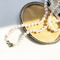 Image 4 of Art Deco Emerald Pearl Bead Necklace