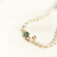 Image 5 of Art Deco Emerald Pearl Bead Necklace
