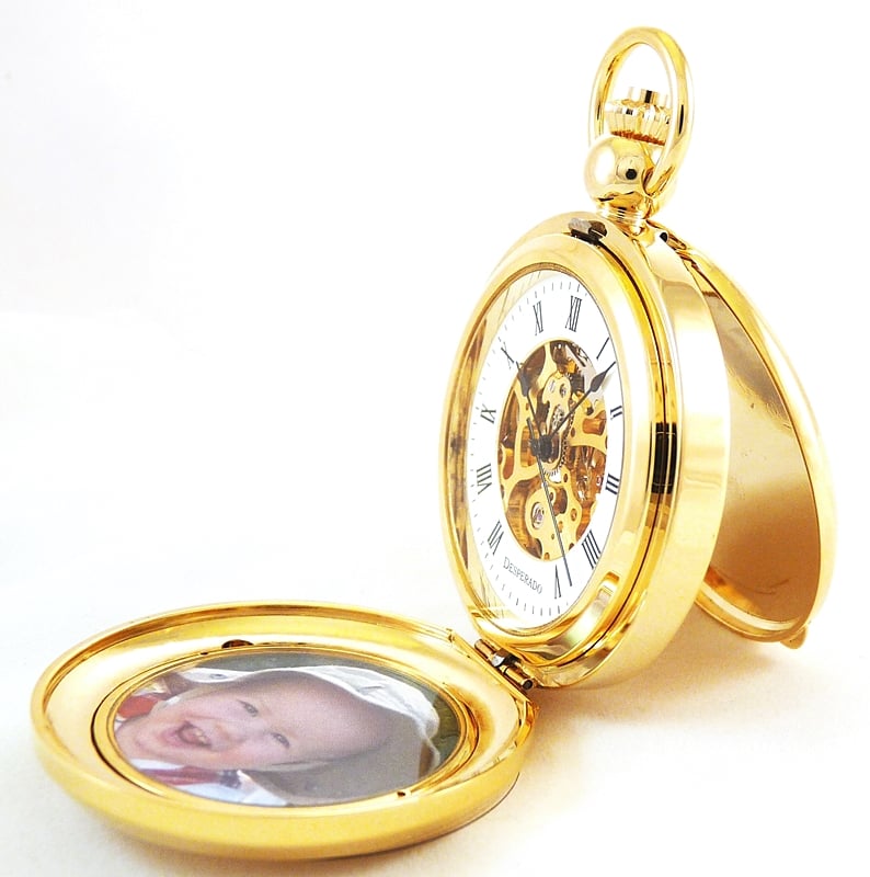 Image of Desperado 651G “Riverside” Photo Insert Pocket Watch 17 Jewel Wind Up Mechanical Movement