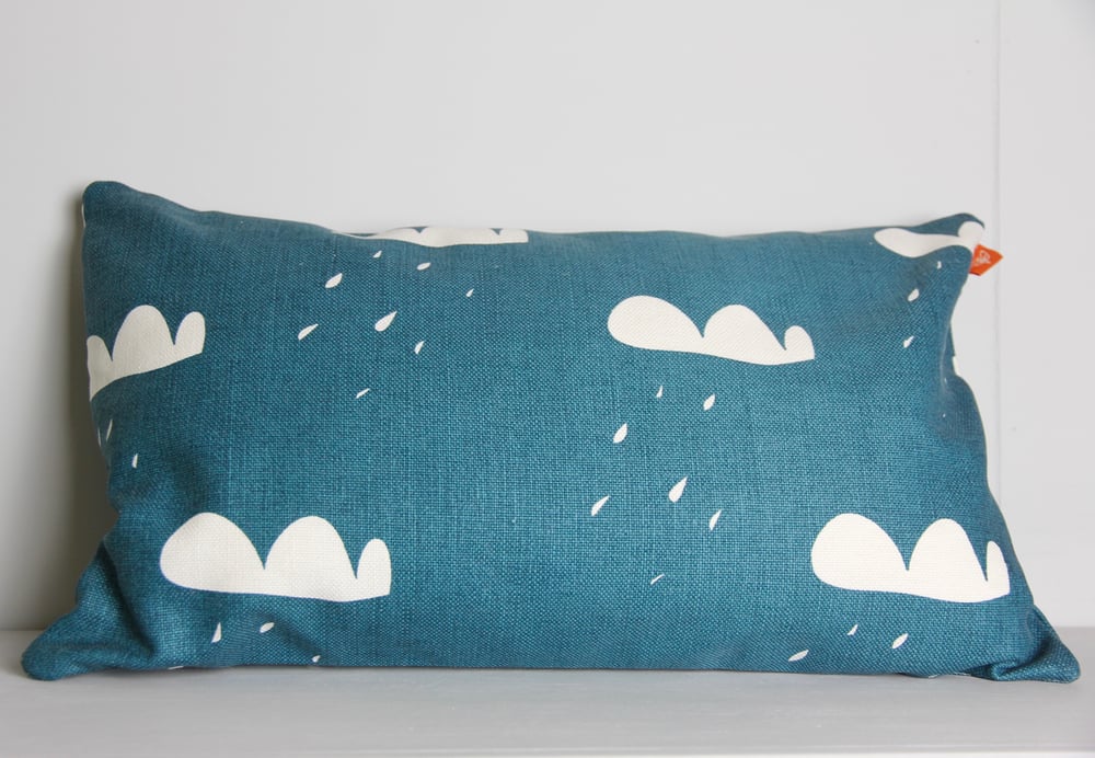 Image of Rainy Day - Cushion in petrol blue