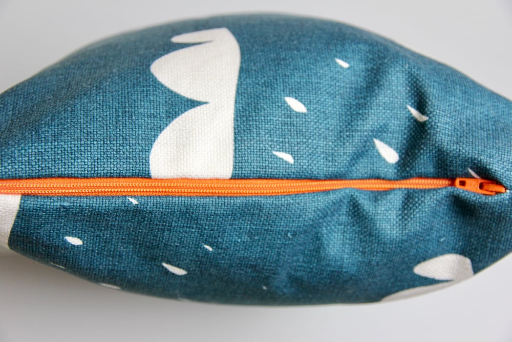 Image of Rainy Day - Cushion in petrol blue