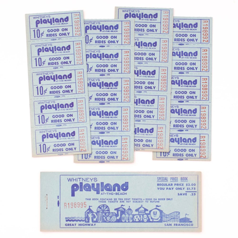 Image of Vintage "Playland" Amusement Park Ticket Booklet - Blue 