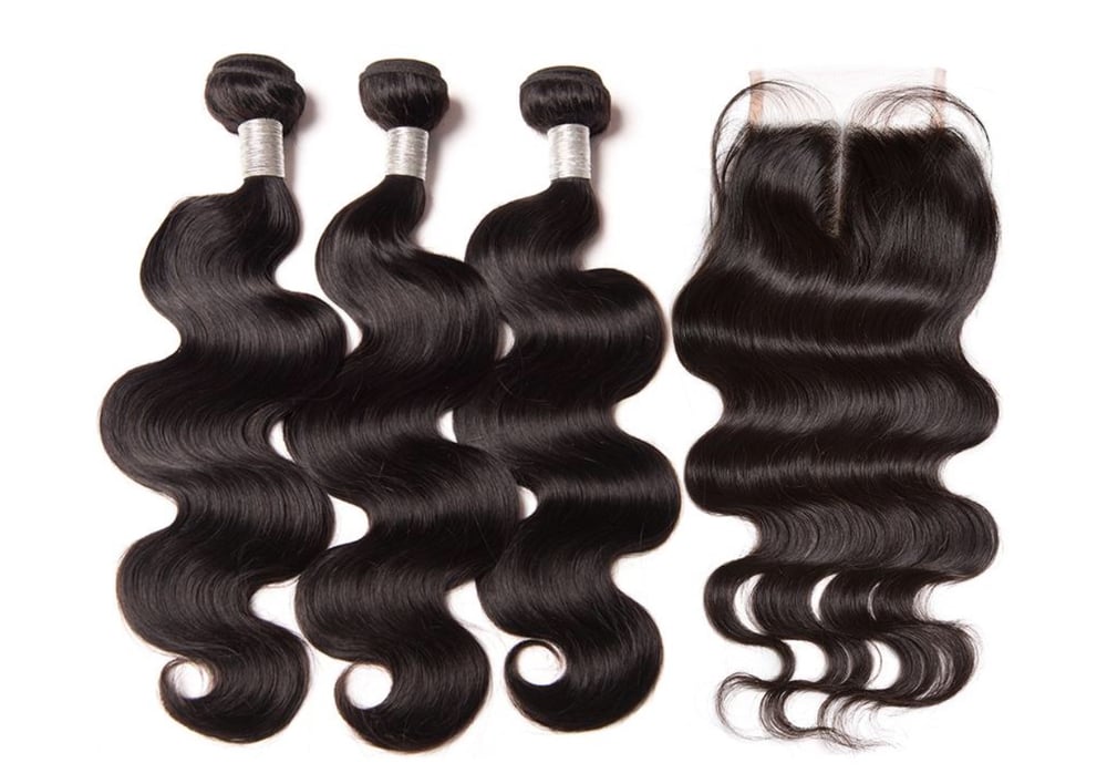 Image of 3 Virgin Indian Body Wave Bundles with Closure