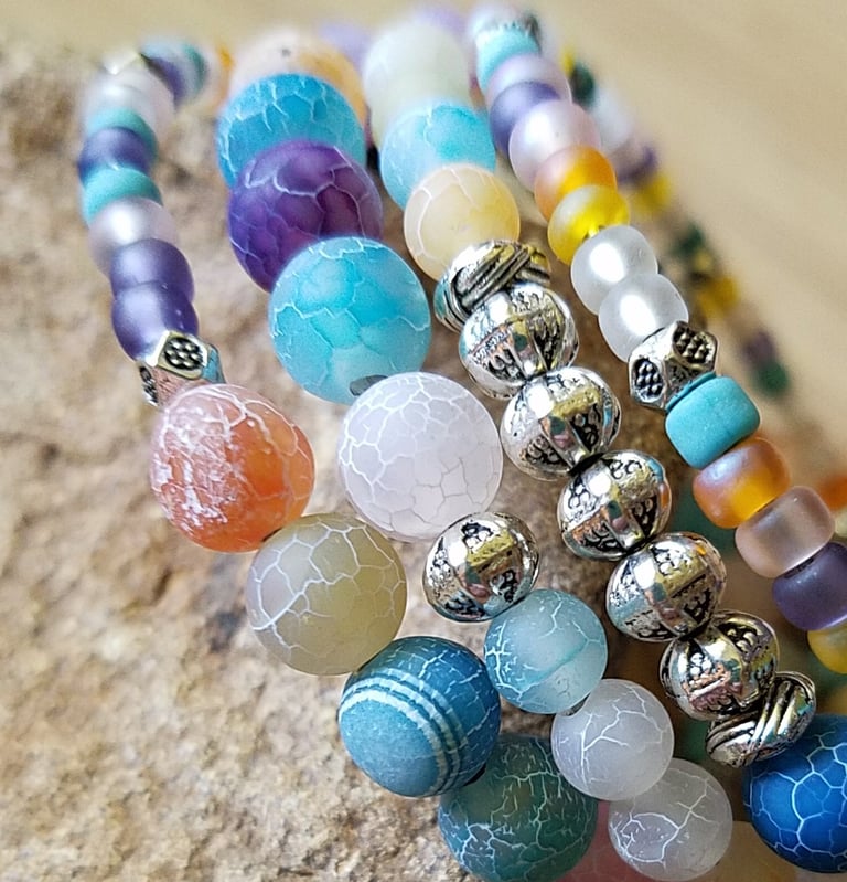 Rainbow Cracked Agate Wrap Bracelet Image 4