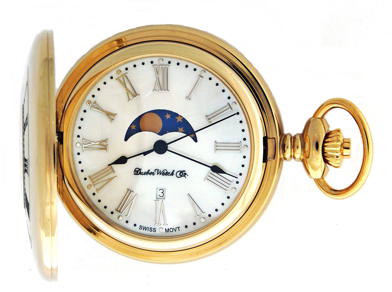 Dueber Pocket Watch, Genuine Mother of Pearl Dial, with Moon