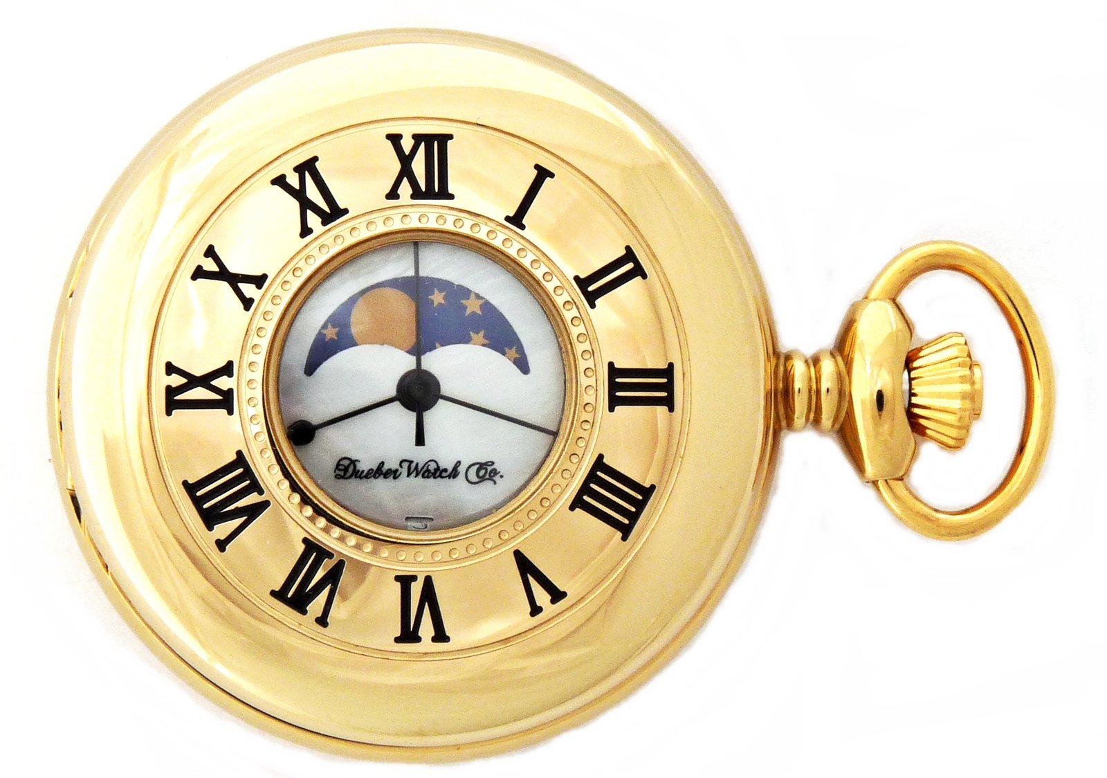 Dueber Pocket Watch, Genuine Mother of Pearl Dial, with Moon Phase