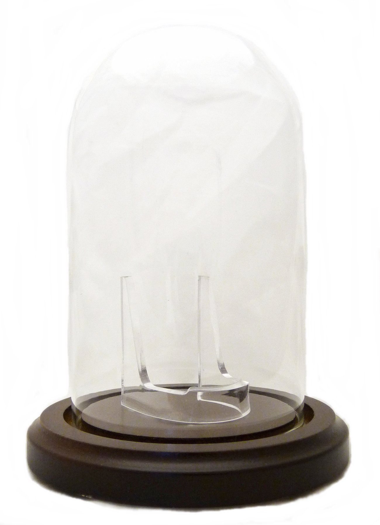Dueber Pocket Watch Glass Display Dome with Clear Stand, Walnut Stained