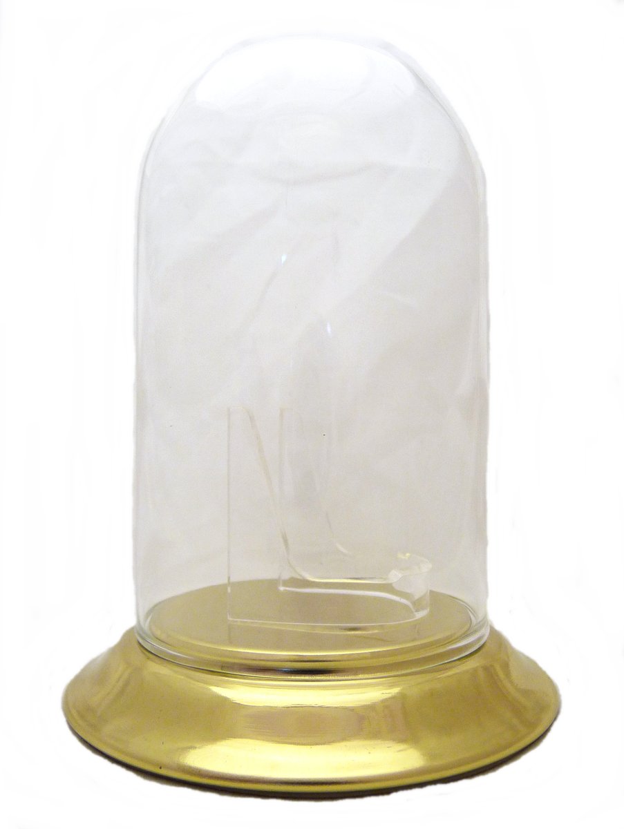 Dueber Pocket Watch Glass Display Dome with Clear Stand, Gold Base 3″x5