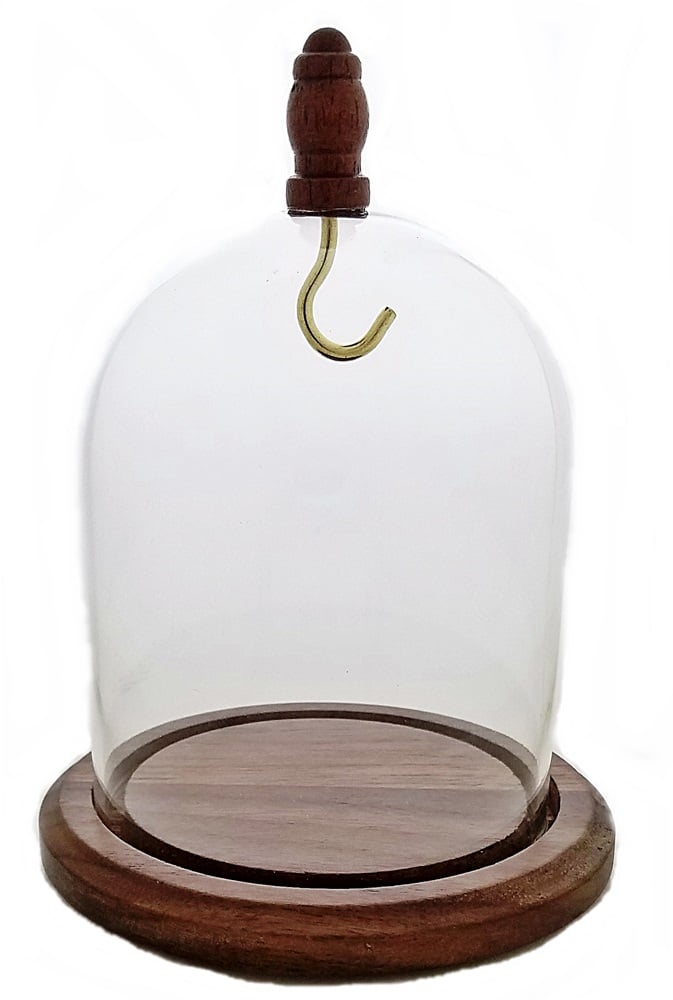 Dueber Pocket Watch Glass Display Dome with Wood Knob, Hook, Real