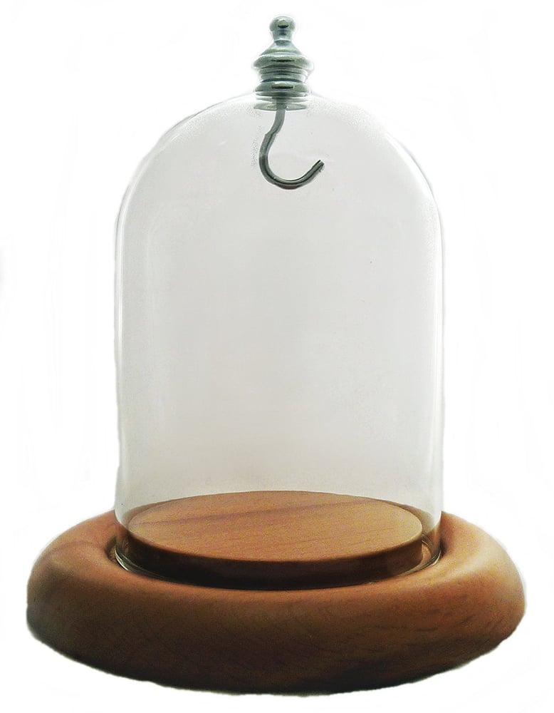 Image of Dueber Pocket Watch Glass Display Dome with Silver Knob & Hook, Oak Base 3″x4″ DBR31SOKH