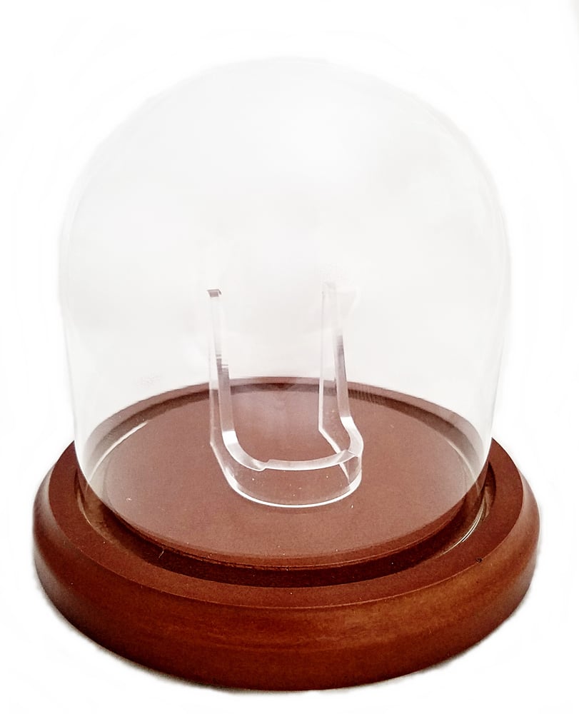 Image of Dueber Pocket Watch Glass Display Dome with Clear Stand, Walnut Stained Base 4″x4″ DBR238-33WD