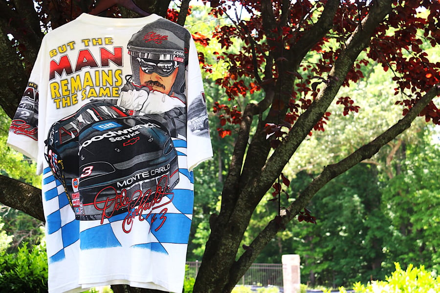 Image of Rare 1996 GoodWrench Racing "DALE EARNHARDT #3" All-Over-Print Specialty T-shirt