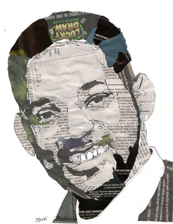 Image of Mixed Media Will Smith Portrait: Newspaper Collage
