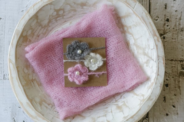 Image of Pink Mohair Short Wrap and Tie Backs