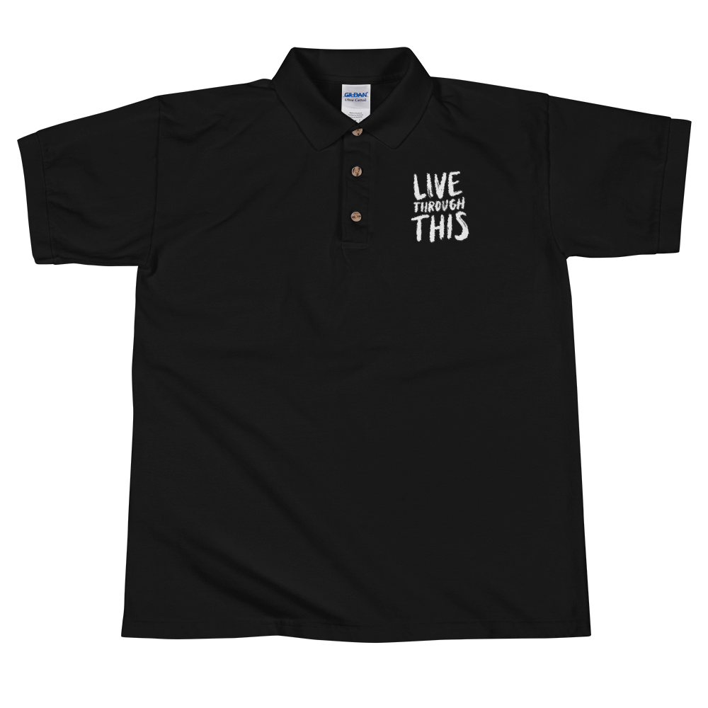 Image of Unisex Brushstroke Embroidered Polo - Black