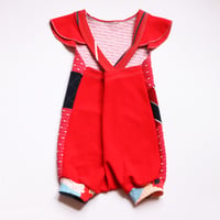Image 2 of ramona red 5/6 patchwork white and blue USA flutter romper