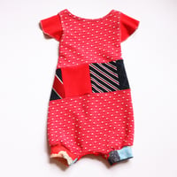 Image 1 of ramona red 5/6 patchwork white and blue USA flutter romper