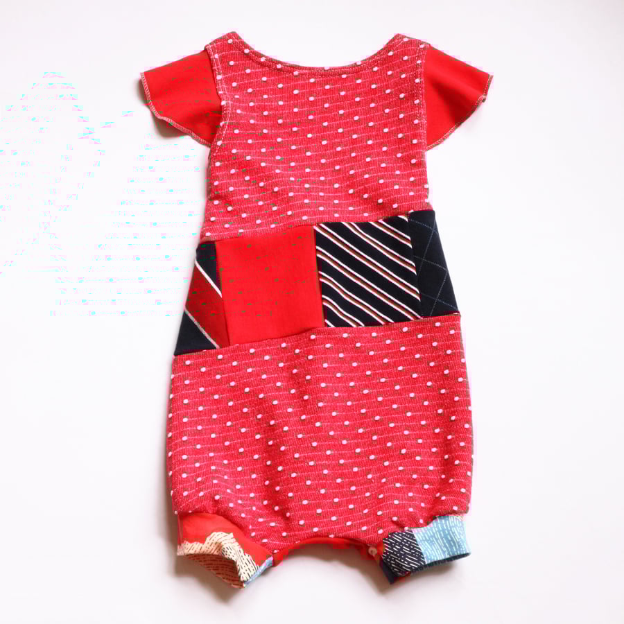Image of ramona red 5/6 patchwork white and blue USA flutter romper