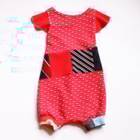 Image 1 of ramona red 5/6 patchwork white and blue USA flutter romper