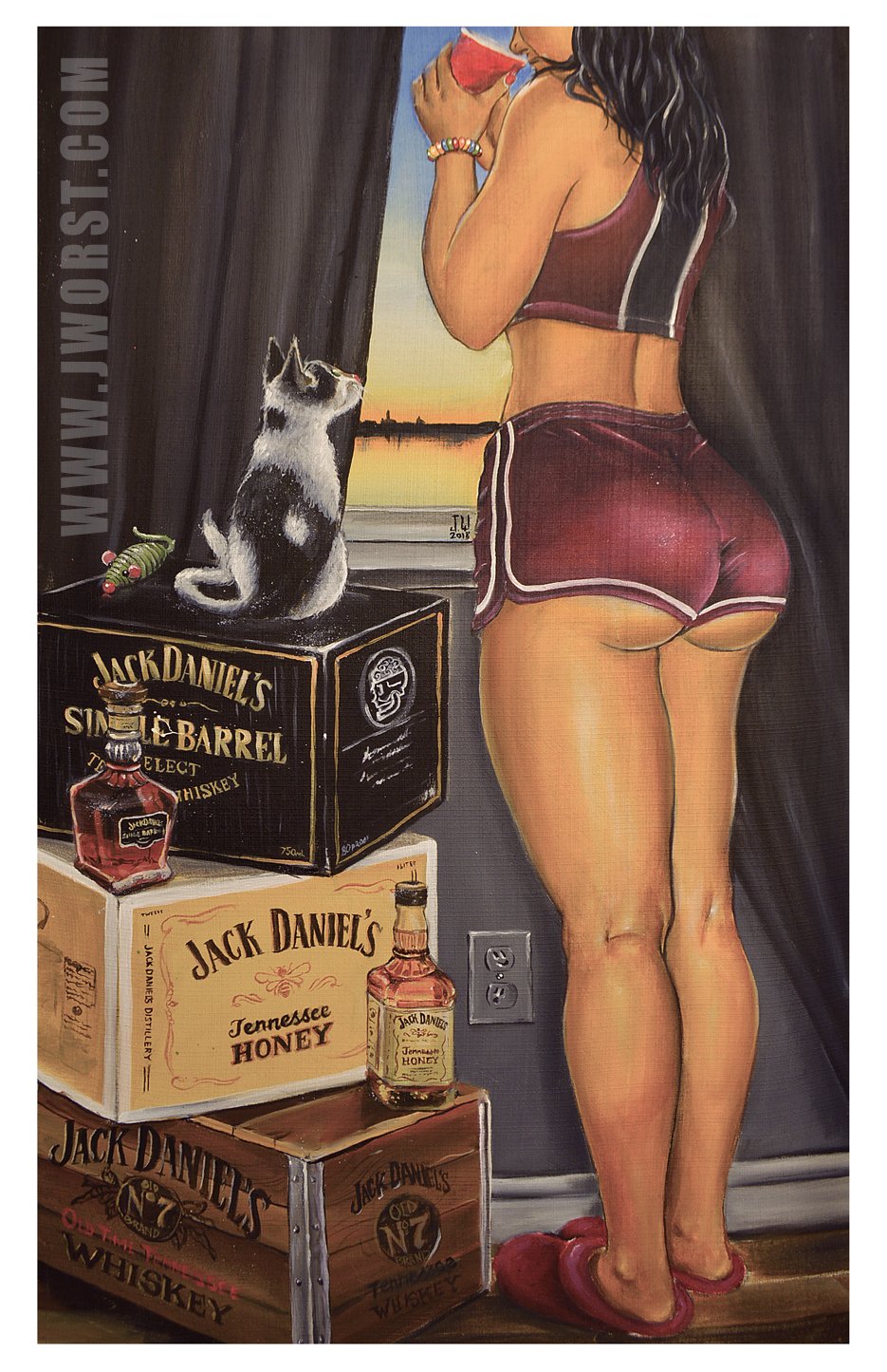 Image of JEREMY WORST "Morning Sip" Whiskey Art barcade Decor Gameroom 