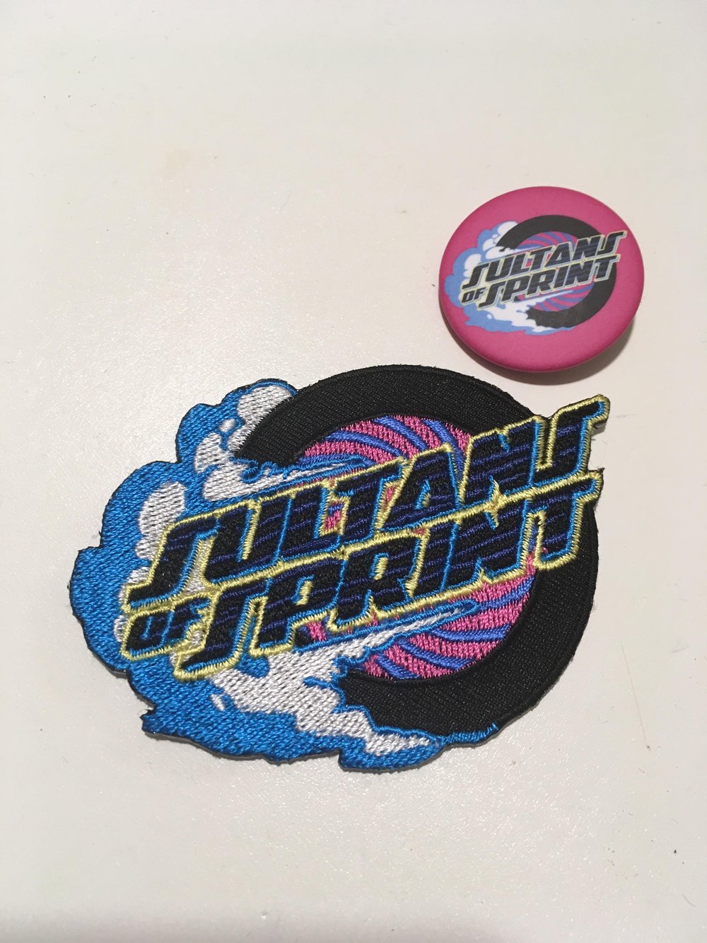 Image of Sultans of Sprint patch & button badge set