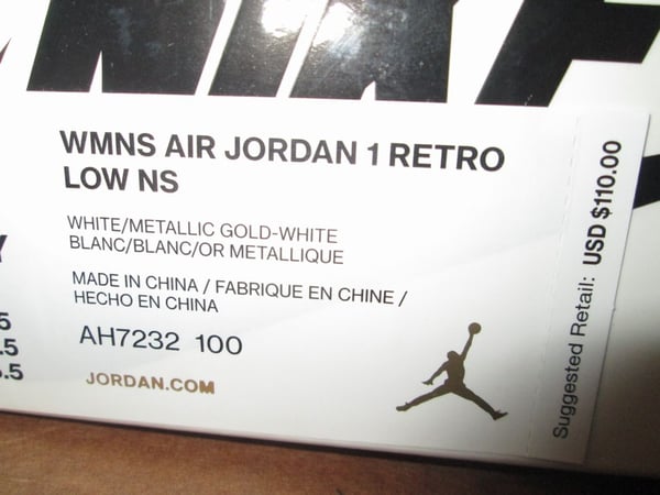 Air Jordan I (1) Retro Low NS "White/Metallic Gold" WMNS - areaGS - KIDS SIZE ONLY