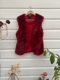 Image 1 of faux fur red vest 