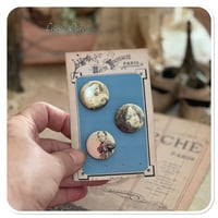 Image 3 of pack of 3 vintage style pin badges