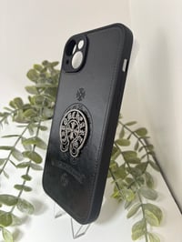 Image 3 of Black leather hearts iPhone case 