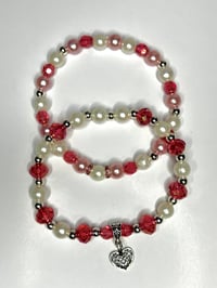 Image 5 of Pink and Pearl Valentines Tumbler Mini Bracelet Stack