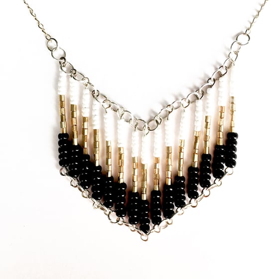 Image of A Touch of Gold Beaded Contemporary Geometric Necklace