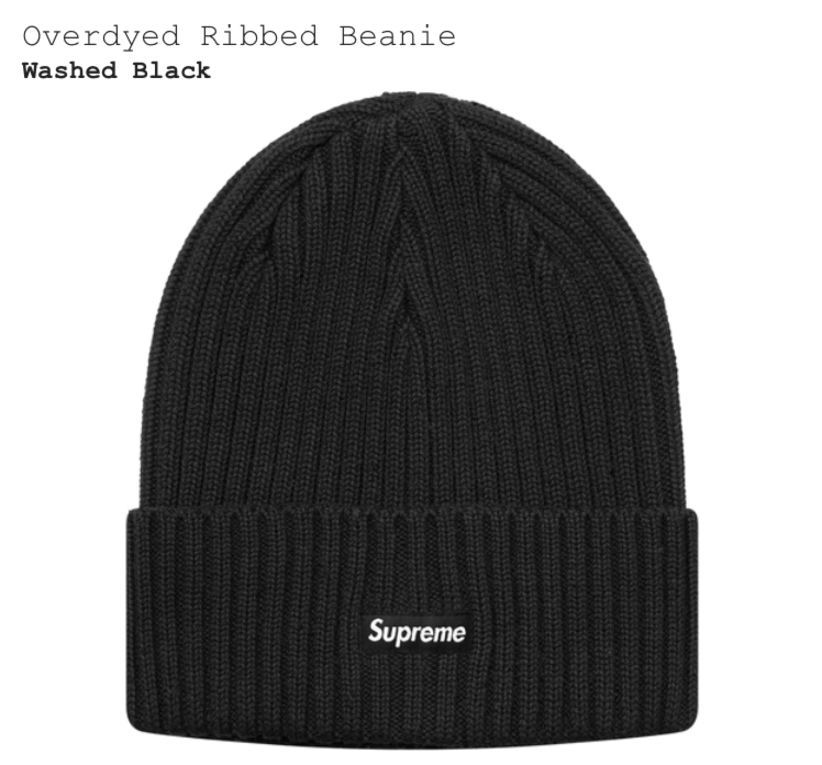 Supreme Overdyed Ribbed beanie washed Black | Copstreetwear