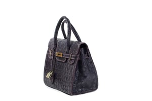 Image of Eggplant Embossed Leather Handbag