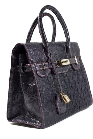 Image of Eggplant Embossed Leather Handbag