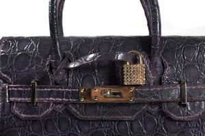 Image of Eggplant Embossed Leather Handbag