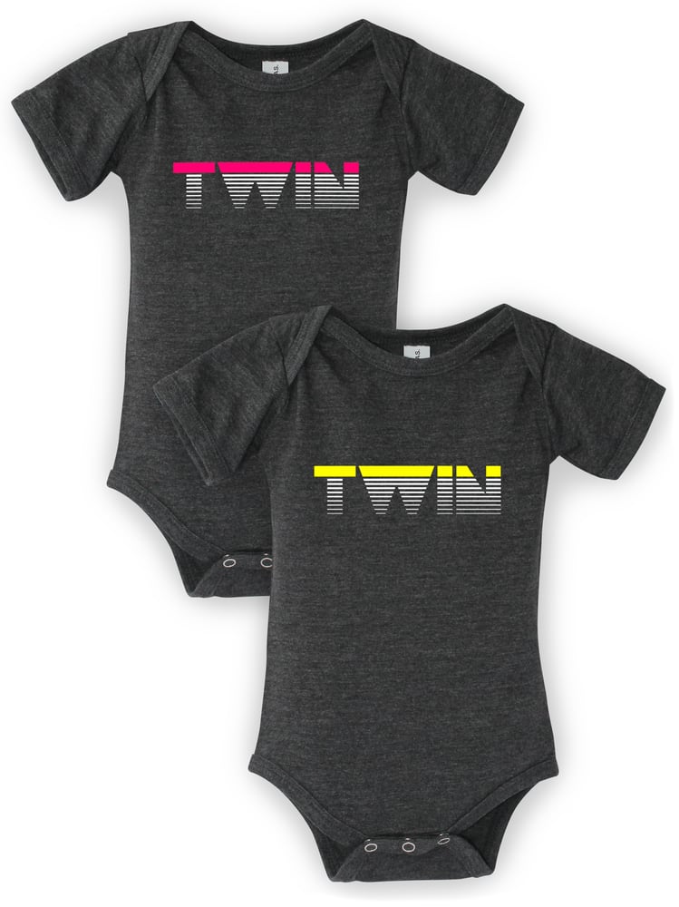 Image of TWIN - Bodysuits in Triblend Dark Gray/Neon Pink/Yellow
