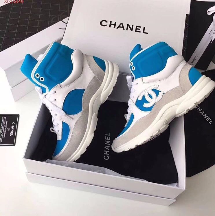 Chanel Multicolor Nylon and Leather CC Logo Lace Up Sneakers
