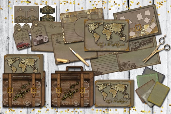 Image of Suitcase and travel adventure book printable 24 pages