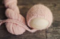 Image 1 of Piglet Pink Brushed Alpaca Bonnet + Wrap