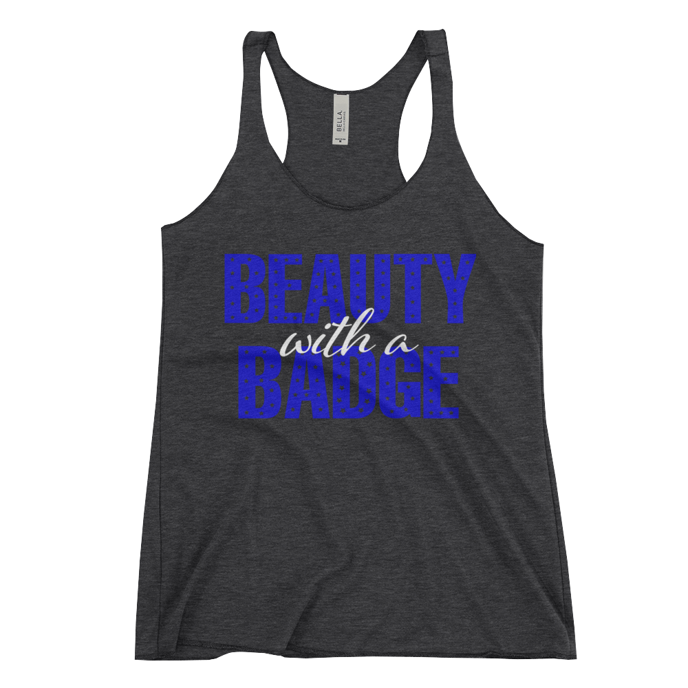Image of Beauty With A Badge Racerback Tank - Heather Black
