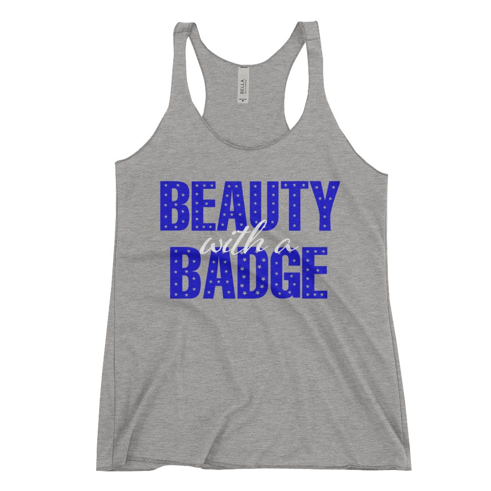 Image of Beauty With A Badge Racerback Tank - Grey