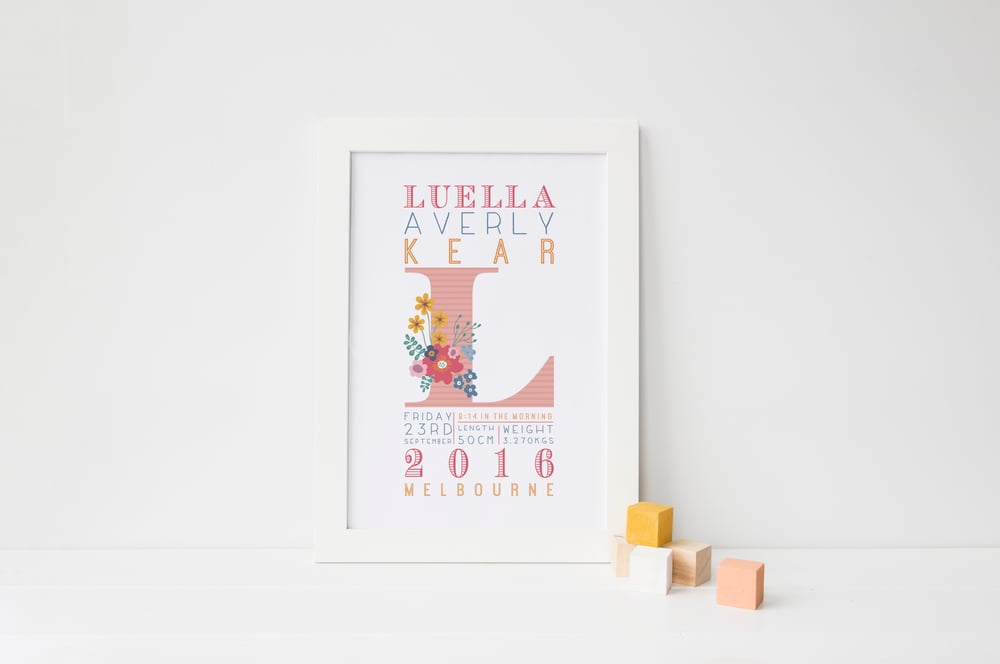 Image of Girl's Personalised Birth Print