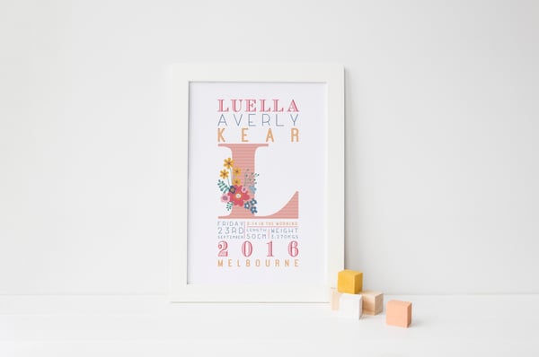 Image of Girl's Personalised Birth Print