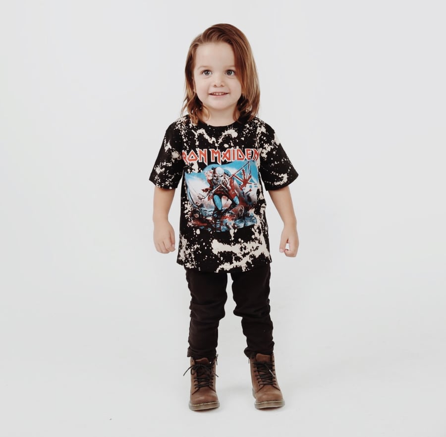 Image of KIDS Unisex 'IRON' Bleached Band Tee