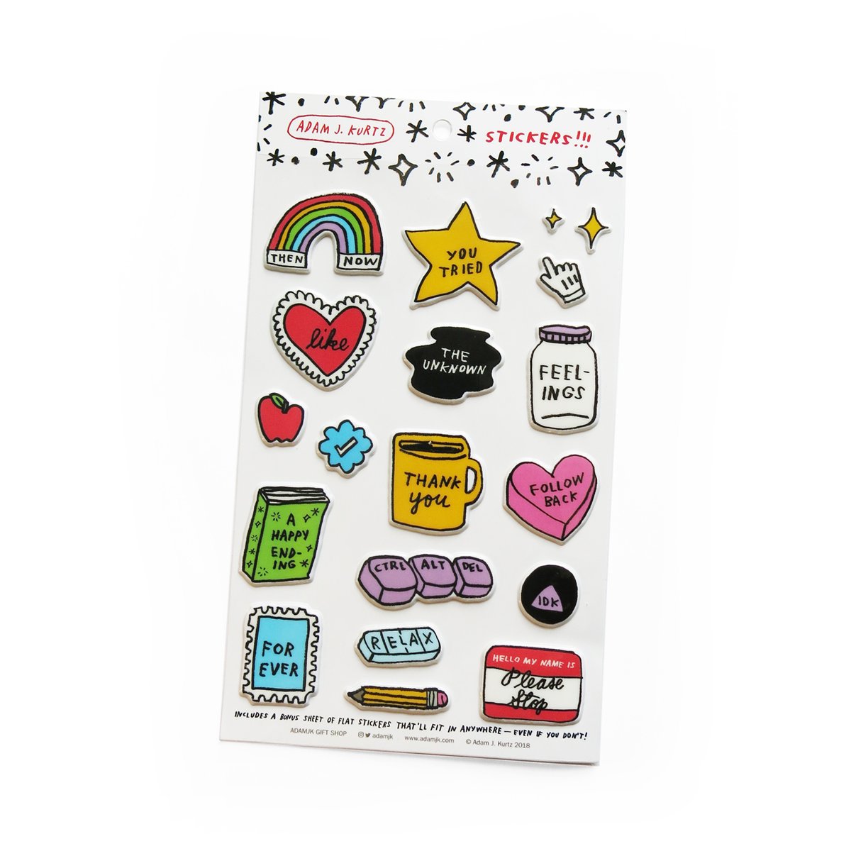 Puffy Sticker Sheet (w/ Bonus Flat Sheet) ADAMJK GIFT SHOP