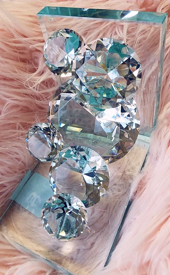 Image of 1 GIANT DIAMOND CRYSTAL GLASS BOOKEND