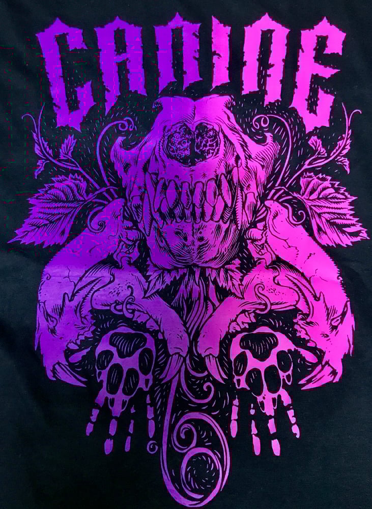 Image of SOLD OUT Canine Black Glenno Tee with Neon Pink Purple Print
